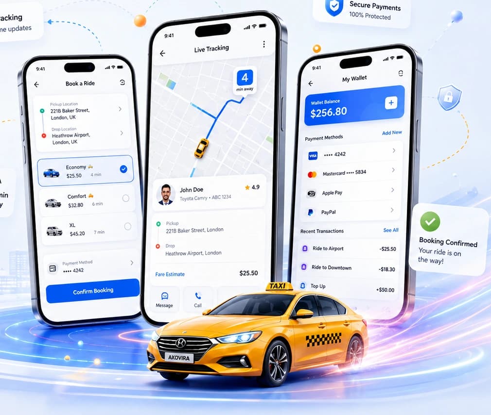 Connected taxi mobility ecosystem with booking, tracking and payments