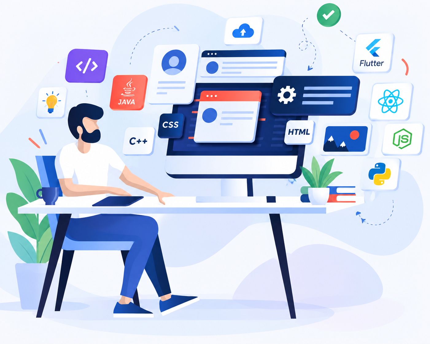 Developer building web and mobile applications across multiple technologies