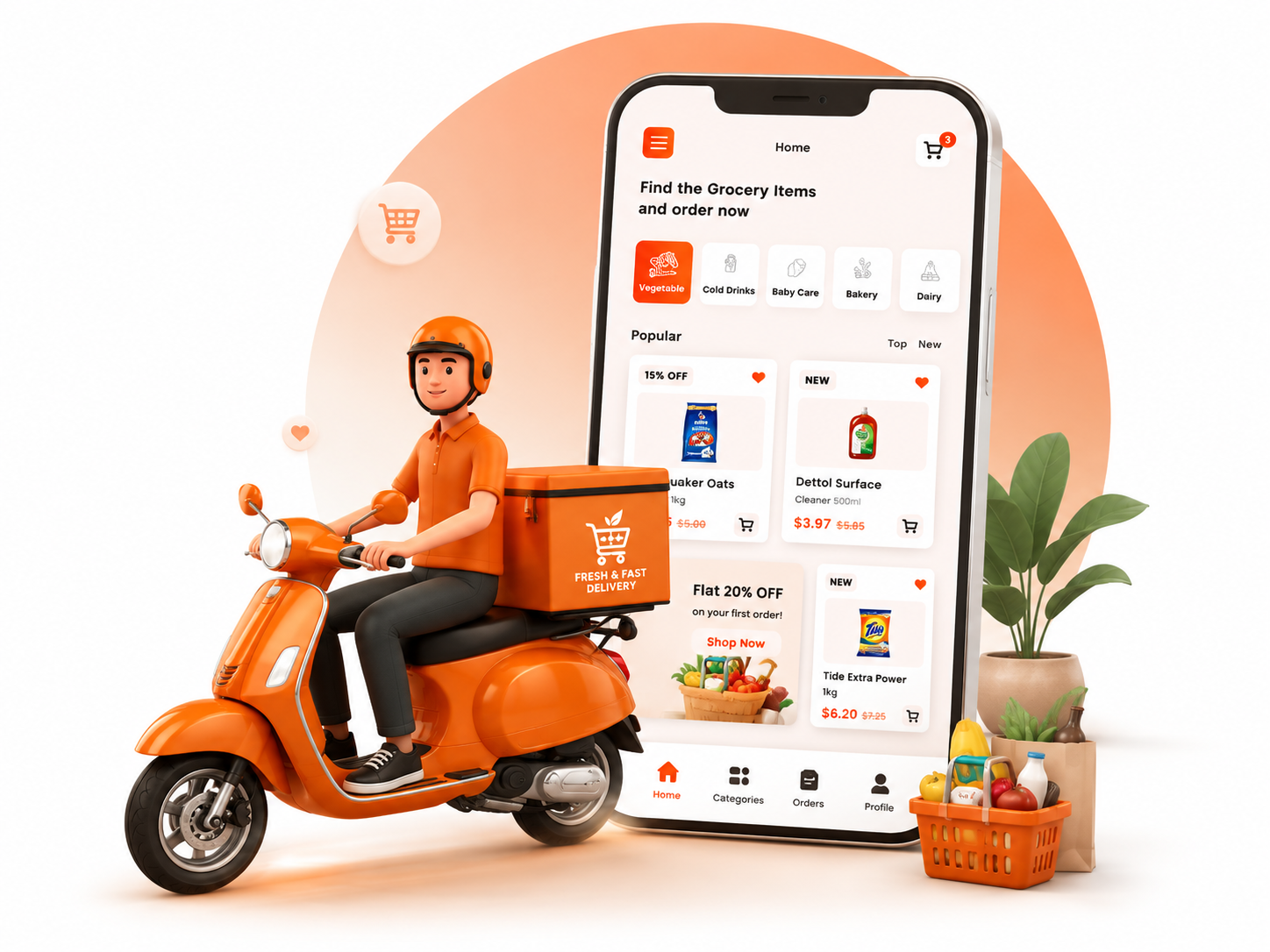 Grocery delivery partner with mobile shopping app